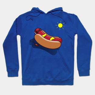 Chilling Cute Funny Hotdog Sunbathing Summer Beach Cartoon Hoodie